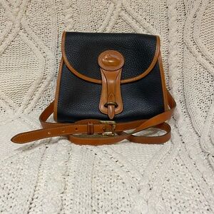 Vintage Dooney & Bourke dark blue leather satchel